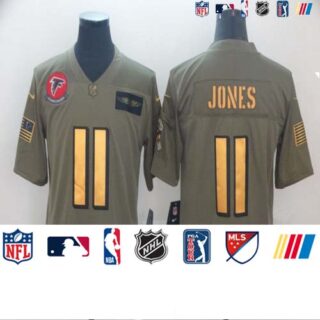 Nike Falcons 11 Julio Jones 2019 Olive Gold Salute To Service Limited Jersey