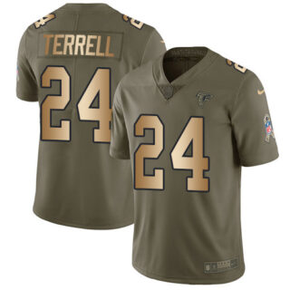 Nike Falcons #24 A.J. Terrell Olive Gold Men's Stitched NFL Limited 2017 Salute To Service Jersey
