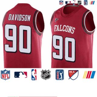 Nike Falcons #90 Marlon Davidson Red Team Color Men's Stitched NFL Limited Tank Top Jersey