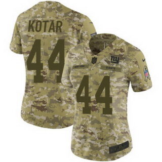 Nike Giants #44 Doug Kotar Camo Women's Stitched NFL Limited 2018 Salute to Service Jersey