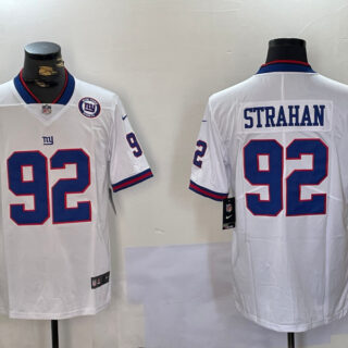 Nike Giants #92 Michael Strahan White Men's Stitched NFL Limited Rush Jersey