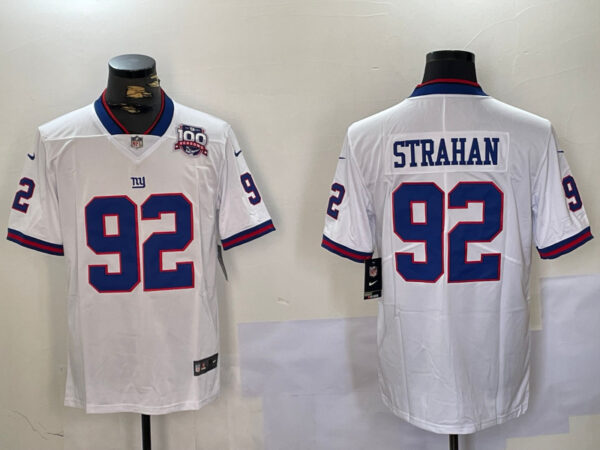 Nike Giants #92 Michael Strahan White Men's Stitched NFL Limited Rush Jerseys