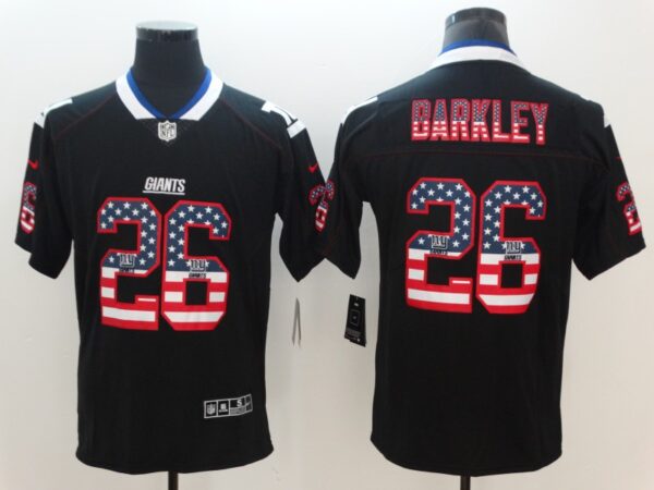 Nike Giants 26 Saquon Barkley Black USA Flag Fashion Color Rush Limited Jersey