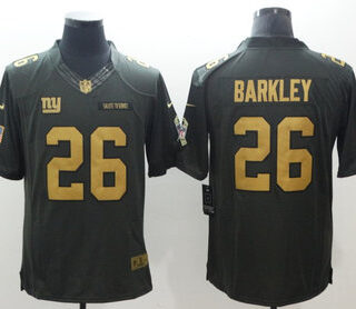 Nike Giants 26 Saquon Barkley Gold Anthracite Salute To Service Limited Jersey