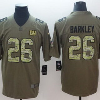 Nike Giants 26 Saquon Barkley Olive Camo Salute To Service Limited Jersey