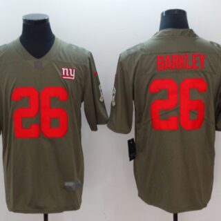 Nike Giants 26 Saquon Barkley Olive Salute To Service Limited Jersey
