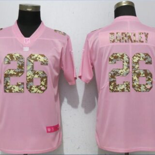 Nike Giants 26 Saquon Barkley Pink Camo Fashion Women Limited Jersey