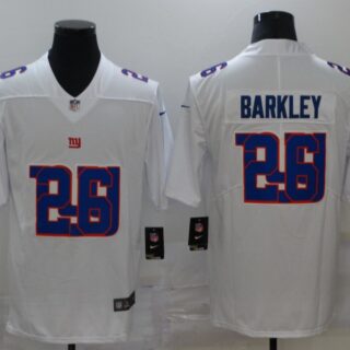 Nike Giants 26 Saquon Barkley White Shadow Logo Limited Jersey