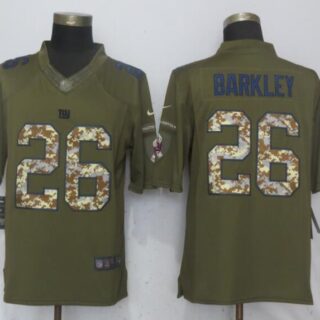 Nike Giants 26 Saquon Barkleyn Olive Salute To Service Limited Jersey
