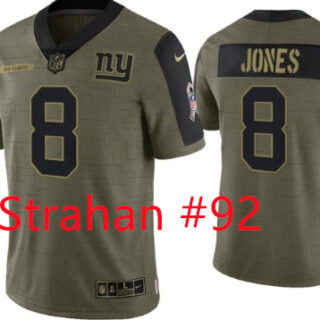 Nike Giants 92 Michael Strahan Olive 2021 Salute To Service Limited Player Jersey