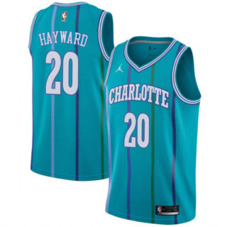 Nike Hornets #20 Gordon Hayward Aqua NBA Jordan Swingman Hardwood Classics Jersey