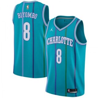 Nike Hornets #8 Bismack Biyombo Aqua NBA Jordan Swingman Hardwood Classics Jersey