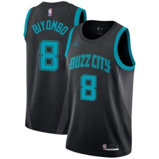 Nike Hornets #8 Bismack Biyombo Black NBA Jordan Swingman City Edition 2018 19 Jersey
