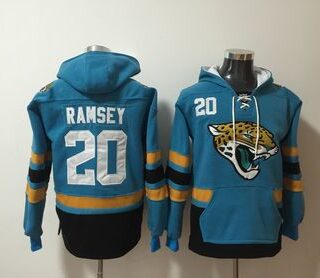 Nike Jaguars 20 Jalen Ramsey Teal All Stitched Hooded Sweatshirt