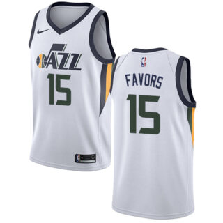 Nike Jazz #15 Derrick Favors White NBA Swingman Association Edition Jersey