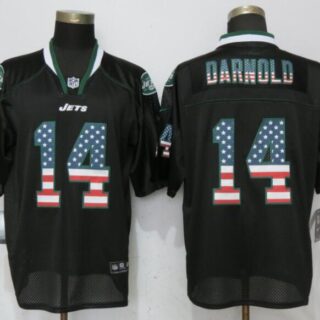 Nike Jets 14 Darnold USA Flag Fashion Black Elite Jerseys
