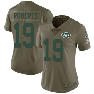 Nike Jets #19 Andre Roberts Olive Women's Stitched NFL Limited 2017 Salute to Service Jersey