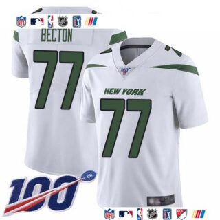 Nike Jets #77 Mekhi Becton White Men's Stitched NFL 100th Season Vapor Untouchable Limited Jersey