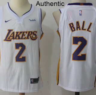 Nike Lakers #2 Lonzo Ball White NBA Authentic Association Edition Jersey