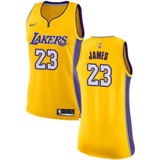 Nike Lakers #23 LeBron James Gold Women's NBA Swingman Icon Edition Jersey