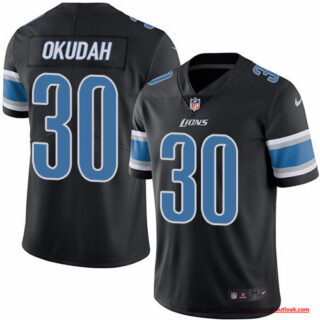 Nike Lions #30 Jeff Okudah Black Men's Stitched NFL Limited Rush Jersey
