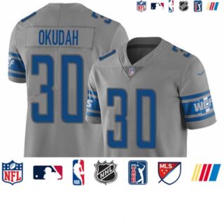 Nike Lions #30 Jeff Okudah Gray Men's Stitched NFL Limited Inverted Legend Jersey