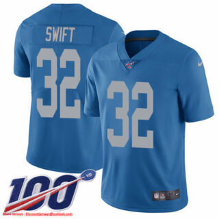 Nike Lions #32 D'Andre Swift Blue Throwback Men's Stitched NFL 100th Season Vapor Untouchable Limited Jersey