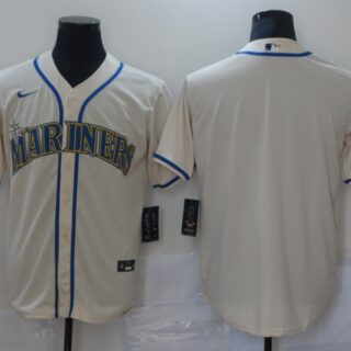 Nike Men's Seattle Mariners Cream Stitched MLB Blank Cool Base Nike Jersey