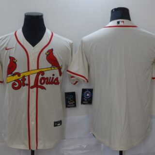 Nike Men's St. Louis Cardinals Cream Stitched MLB Blank Cool Base Nike Jersey