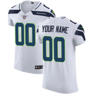 Nike NFL Seattle Seahawks Customized Elite White Road Men's Jersey