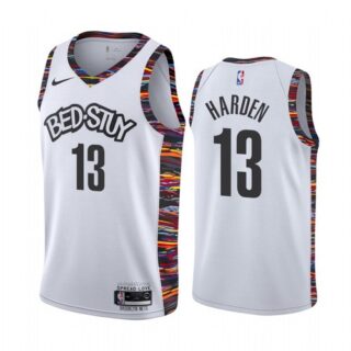 Nike Nets #13 James Harden Men's 2019-20 White BED-STUY City Edition Stitched NBA Jersey