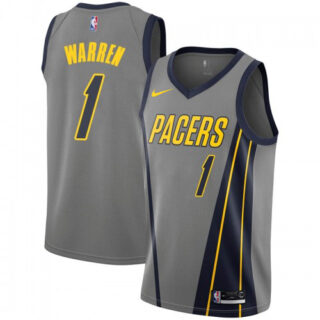 Nike Pacers #1 TJ Warren Gray NBA Swingman City Edition 2018 19 Jersey