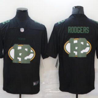 Nike Packers 12 Aaron Rodgers Black Shadow Logo Limited Jersey