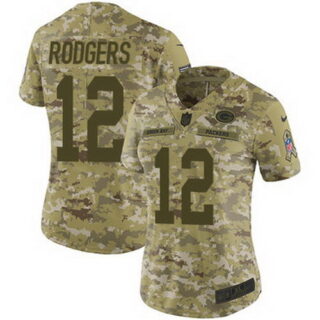 Nike Packers #12 Aaron Rodgers Camo Women's Stitched NFL Limited 2018 Salute to Service Jersey