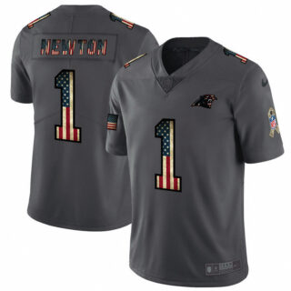 Nike Panthers 1 Cam Newton 2019 Salute To Service USA Flag Fashion Limited Jersey