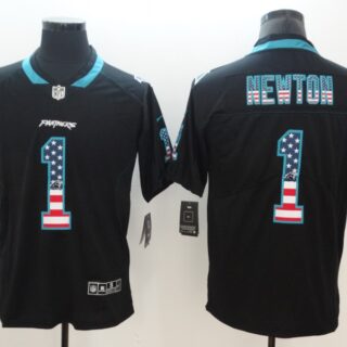 Nike Panthers 1 Cam Newton Black USA Flag Fashion Color Rush Limited Jersey