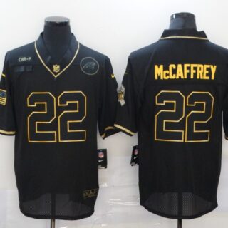 Nike Panthers 22 Christian McCaffrey Black Gold 2020 Salute To Service Limited Jersey