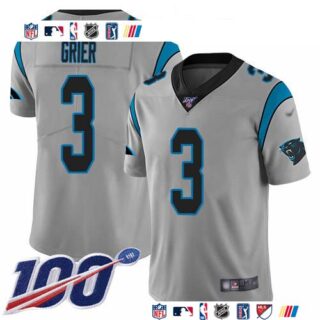 Nike Panthers #3 Will Grier Silver Men's Stitched NFL Limited Inverted Legend 100th Season Jersey