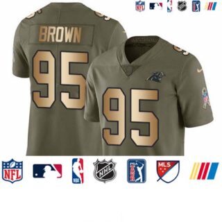 Nike Panthers #95 Derrick Brown Olive Gold Men's Stitched NFL Limited 2017 Salute To Service Jersey