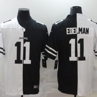 Nike Patriots 11 Julian Edelman Black And White Split Vapor Untouchable Limited Jersey
