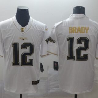 Nike Patriots 12 Tom Brady White Gold Vapor Untouchable Limited Jersey
