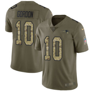 Nike Patriots #10 Josh Gordon Olive Camo Men's Stitched NFL Limited 2017 Salute To Service Jersey