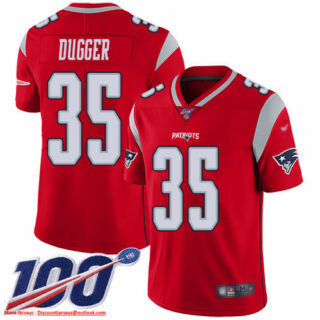 Nike Patriots #35 Kyle Dugger Red Men's Stitched NFL Limited Inverted Legend 100th Season Jersey