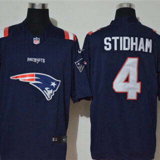 Nike Patriots 4 Jarrett Stidham Navy Team Big Logo Vapor Untouchable Limited Jersey