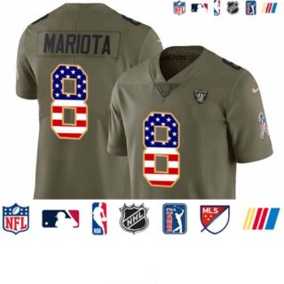 Nike Raiders #8 Marcus Mariota Olive USA Flag Men's Stitched NFL Limited 2017 Salute To Service Jersey