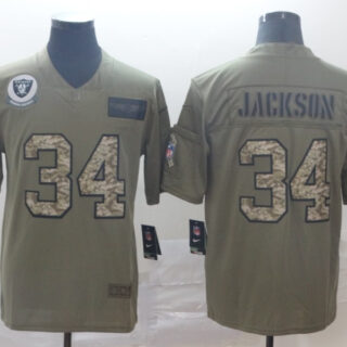Nike Raiders 34 Bo Jackson 2019 Olive Camo Salute To Service Limited Jersey