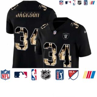 Nike Raiders 34 Bo Jackson Black Statue Of Liberty Limited Jersey