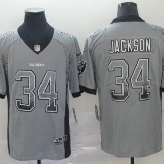 Nike Raiders 34 Bo Jackson Gray Drift Fashion Limited Jersey
