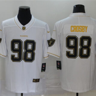 Nike Raiders 98 Maxx Crosby White Gold Vapor Untouchable Limited Jersey