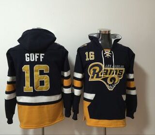 Nike Rams 16 Jared Goff Navy All Stitched Hooded Sweatshirt